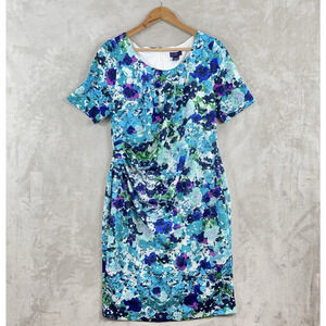 NYDJ Skyler Lift Tuck Slimming Sheath Size 14 Dress Painterly Watercolors